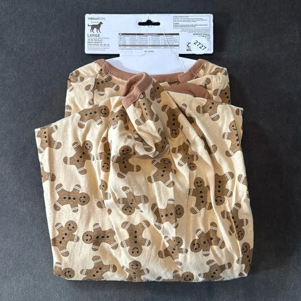 Vibrant Life Gingerbread Christmas Holiday Themed Pet Dog Pajamas Size M NEW